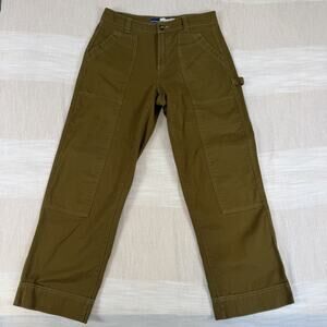 Old Navy Womens High Waisted Utility Cargo Carpenter Pants Sz 10 Olive Green